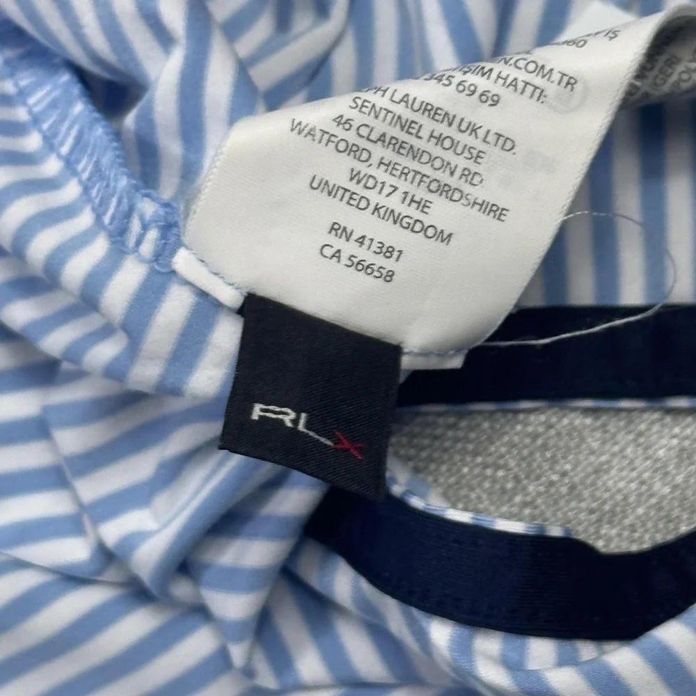 Ralph Lauren RLX Calusa Pines Golf Course Polo Shirt Mens Large Blue Striped